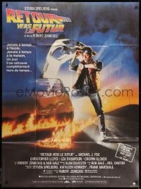 1c469 BACK TO THE FUTURE French 1p 1985 Zemeckis, art of Michael J. Fox & Delorean by Drew Struzan!