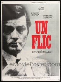 1c966 UN FLIC French 1p 1972 Jean-Pierre Melville's Un Flic, close up of smoking Alain Delon!