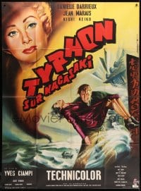 1c963 TYPHOON OVER NAGASAKI French 1p 1957 Danielle Darrieux, Jean Marais, art by Jean Mascii!