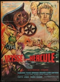 1c964 ULYSSES AGAINST HERCULES French 1p 1961 cool Okley art of top stars + longships in ocean!