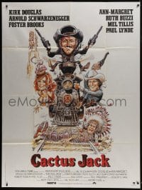 1c976 VILLAIN French 1p 1979 Jack Davis art of Schwarzenegger, Ann-Margret & Douglas, Cactus Jack!