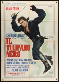 1c198 BLACK TULIP Italian 1p 1964 Casaro art of heroic swashbuckler Alain Delon w/ sword!