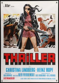 1c407 THEY CALL HER ONE EYE Italian 1p 1974 cult classic, best art of Christina Lindberg, Thriller!