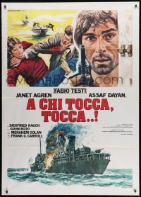 1c424 URANIUM CONSPIRACY Italian 1p 1978 art of Fabio Testi with gun & fighting + exploding ship!