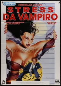 1c427 VAMPIRE'S KISS Italian 1p 1989 different Cecchini art of young Nicolas Cage & sexy monster!