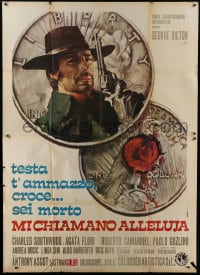 1c161 THEY CALL ME HALLELUJAH Italian 2p 1971 Ciriello spaghetti western art of Hilton on coin!