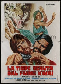 1c163 TIGER FROM RIVER KWAI Italian 2p 1975 George Eastman, cool kung fu art by Zanca!