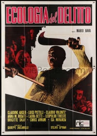 1c169 TWITCH OF THE DEATH NERVE Italian 2p 1971 Mario Bava, wild image of killer getting impaled!