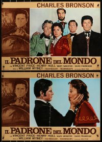 1t879 MASTER OF THE WORLD group of 8 Italian 18x26 pbustas R1963 Jules Verne, Charles Bronson!