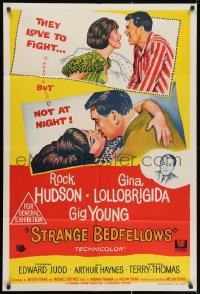 1z692 STRANGE BEDFELLOWS Aust 1sh 1965 Lollobrigida & Rock Hudson love to fight, but not at night!