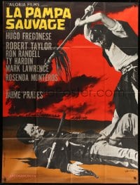 2f890 SAVAGE PAMPAS French 1p 1967 Robert Taylor as cowboy in South America, Guy Gerard Noel art!