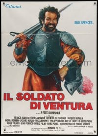 2f122 IL SOLDATO DI VENTURA Italian 1p 1976 art of soldier of fortune Bud Spencer wearing armor!