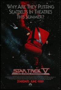 2g854 STAR TREK V advance 1sh 1989 The Final Frontier, image of theater chair w/seatbelt!