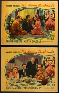 2r986 TOO MANY HUSBANDS 2 LCs 1940 Jean Arthur with Fred MacMurray & Melvyn Douglas!