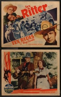 2r350 TEX RIDES WITH THE BOY SCOUTS 8 LCs 1937 western images of Tex Ritter & his horse White Flash!