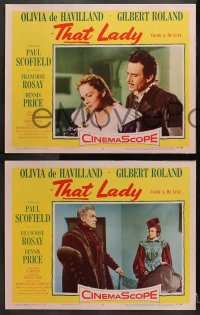 2r705 THAT LADY 4 LCs 1955 Gilbert Roland, Olivia de Havilland, directed by Terence Young!