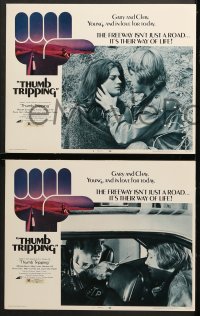 2r353 THUMB TRIPPING 8 LCs 1972 hitchhikers who are young and in love, Michael Burns, Meg Foster!