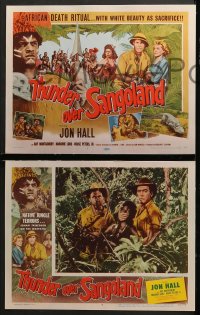 2r354 THUNDER OVER SANGOLAND 8 LCs 1955 Jon Hall & Marjorie Lord in Africa, native jungle terrors!