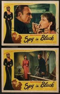 2r534 U-BOAT 29 6 LCs R1947 Powell & Pressburger, Hobson with Veidt by motorcycle, Spy in Black!