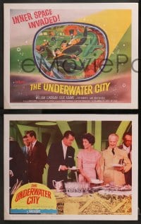 2r367 UNDERWATER CITY 8 LCs 1962 William Lundigan, wacky images from scuba diving sci-fi!