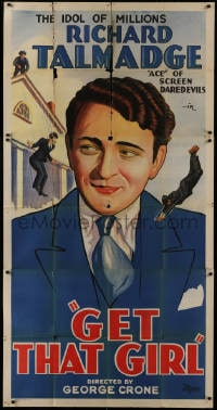 2x466 GET THAT GIRL 3sh 1932 art c/u of Richard Talmadge, and him performing stunts, ultra rare!