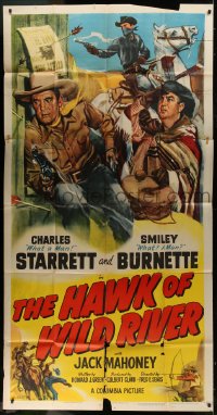 2x477 HAWK OF WILD RIVER 3sh 1952 Glenn Cravath art of Charles Starrett & Smiley Burnette!