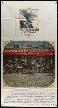 2x531 MADWOMAN OF CHAILLOT int'l 3sh 1969 Katharine Hepburn & other cast members sitting outside cafe!