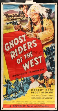 2x569 PHANTOM RIDER 3sh R1954 Republic serial, art of Native American, Ghost Riders of the West!