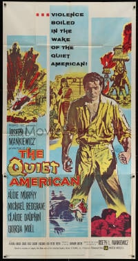 2x576 QUIET AMERICAN 3sh 1958 Audie Murphy & Michael Redgrave in Vietnam, from Graham Greene novel!