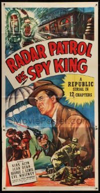 2x577 RADAR PATROL VS SPY KING 3sh 1949 art of Kirk Alyn with gun & fedora in a Republic serial!