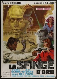 2x787 GLASS SPHINX Italian 1p 1967 La Sfinge d'oro, Robert Taylor, Anita Ekberg, cool Cesselon art!