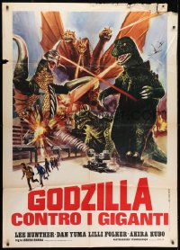 2x788 GODZILLA ON MONSTER ISLAND Italian 1p 1973 cool art of him battling Ghidra, Gigan & more!