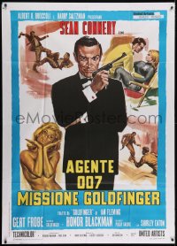 2x791 GOLDFINGER Italian 1p R1970s art of Sean Connery as James Bond + sexy golden Shirley Eaton!