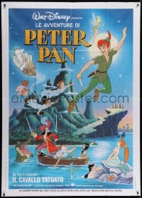 2x890 PETER PAN Italian 1p R1987 Walt Disney animated cartoon fantasy classic, great art!