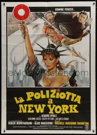 2x896 POLICE WOMAN IN NEW YORK Italian 1p 1981 art of sexy Edwige Fenech as Lady Liberty by Sciotti