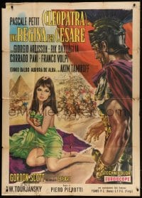 2x901 QUEEN FOR CAESAR Italian 1p 1962 art of sexy Pascale Petit as Cleopatra by Renato Casaro!