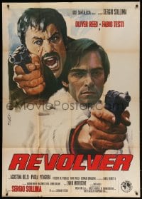 2x909 REVOLVER Italian 1p 1973 Enzo Nistri art of Oliver Reed & Fabio Testi pointing guns!