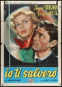 2x942 SPELLBOUND Italian 1p R1959 Hitchcock, different Cesselon art of Ingrid Bergman & Gregory Peck