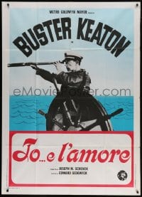 2x943 SPITE MARRIAGE Italian 1p R1970s great image of Buster Keaton with spyglass at ship's wheel!