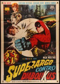 2x951 SUPERARGO VS. DIABOLICUS Italian 1p 1966 cool art of masked hero by Renato Casaro!