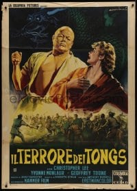 2x960 TERROR OF THE TONGS Italian 1p 1961 Capitani art of drug-crazed assassin attacking woman!