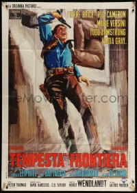 2x965 THUNDER AT THE BORDER Italian 1p 1967 German western, Pierre Brice, cool cowboy artwork!