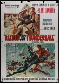 2x966 THUNDERBALL Italian 1p R1971 cool Frank McCarthy art of Sean Connery as James Bond 007!