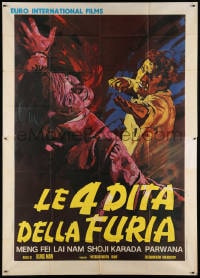 2x223 HANDS OF DEATH Italian 2p 1973 Iaia kung fu art of guy punching his bleeding opponent!