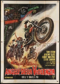 2x226 HELL'S ANGELS '69 Italian 2p 1970 art of biker gang in the rumble that rocked Las Vegas!