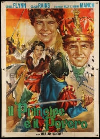 2x301 PRINCE & THE PAUPER Italian 2p R1963 different Nino art of Errol Flynn & The Mauch Twins!