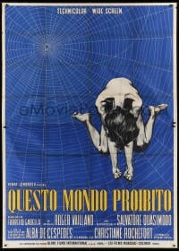 2x304 QUESTO MONDO PROIBITO Italian 2p 1963 wild art of naked woman in spider web, Forbidden World!