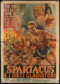 2x333 SPARTACUS & THE TEN GLADIATORS Italian 2p 1964 great sword & sandal art by Mos!