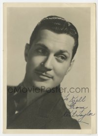 3d255 KENT TAYLOR signed deluxe 5x7 fan photo 1930s great head & shoulders portrait in suit & tie!