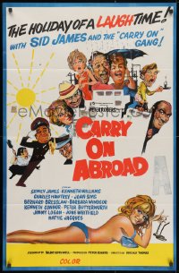 4c280 CARRY ON ABROAD Aust 1sh 1972 Sidney James, Kenneth Williams, sexy completely different art!